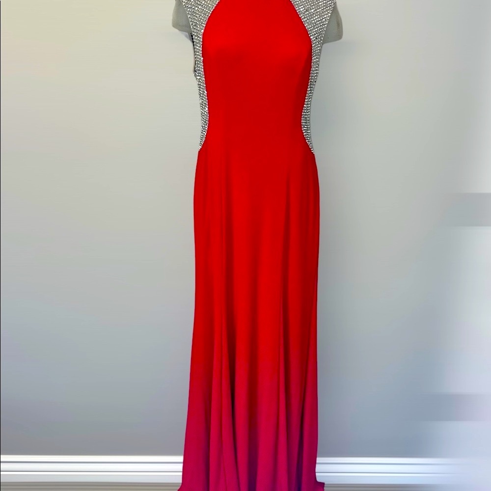 Xscape Red and Silver Gown